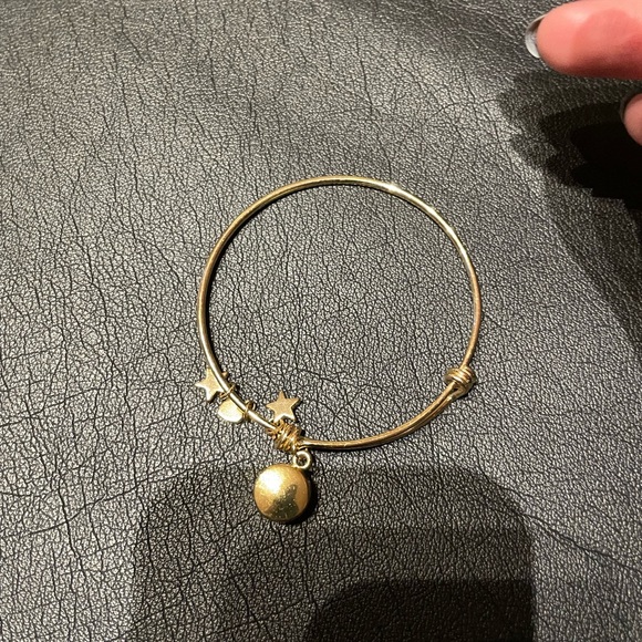 Swarovski Crystal Bangle Bar Birthstone 2.75" October Charm Shiny Gold Finish - Picture 4 of 5